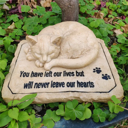 Cat Memorial Stones Grave Markers with A Sleeping Cat Statue on The Top - Cat Garden Stones Grave Stones Cemetery Markers Sympathy Cat Memorial Gifts Loss Gifts Outdoors 8.5"x7"x3.5"