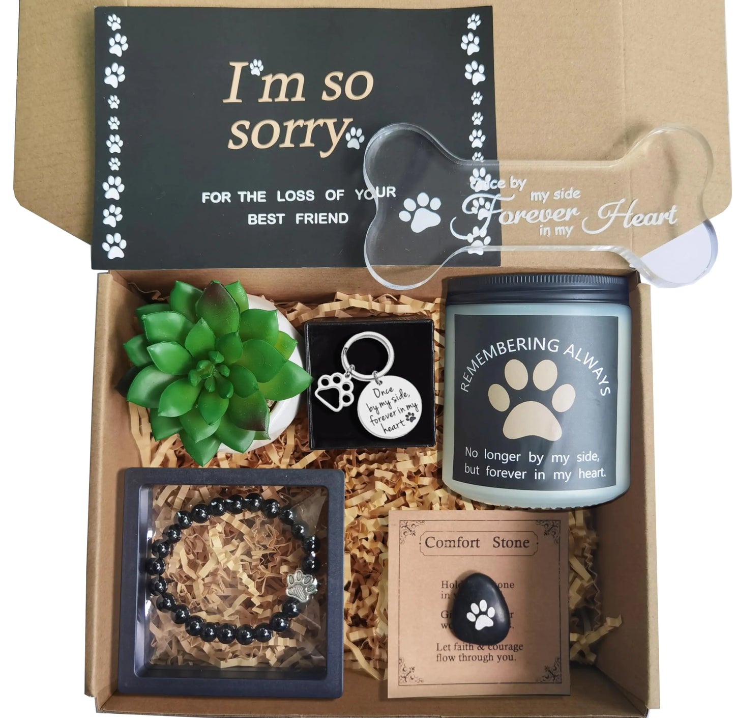 Lingletu Loss of Dog Cat Pet Sympathy GiftThe Perfect Way to Express Your Condolences Dog Memorial Gifts for Loss of Dog Remembrance Gift Basket for Friends Family (Black)